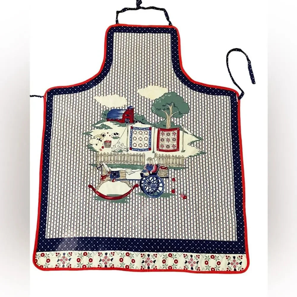 Hand Crafted Multicolor Apron with Red Trim